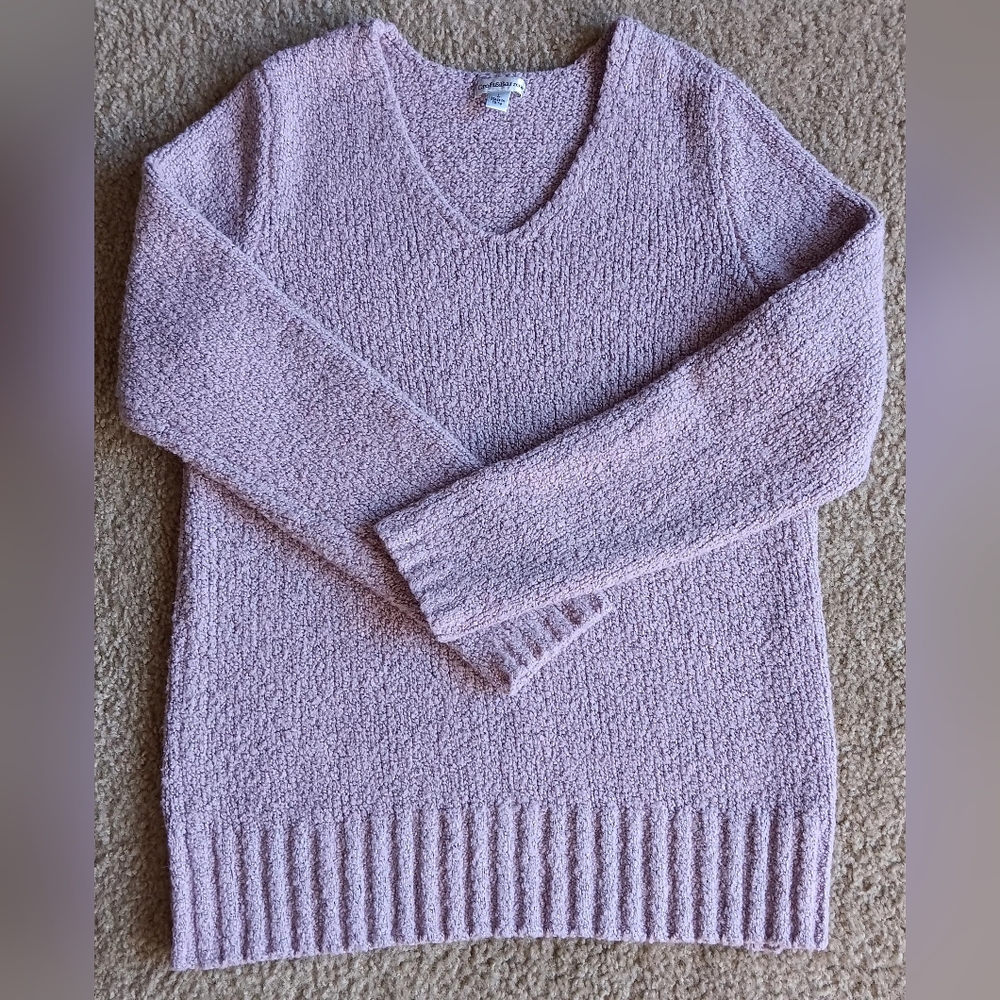 croft & barrow Lavender V-Neck Popcorn Knit Sweater